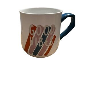 Good Vibes Only Coffee Mug Rainbow Stripes White Ceramic Novelty Cup‎ Gift